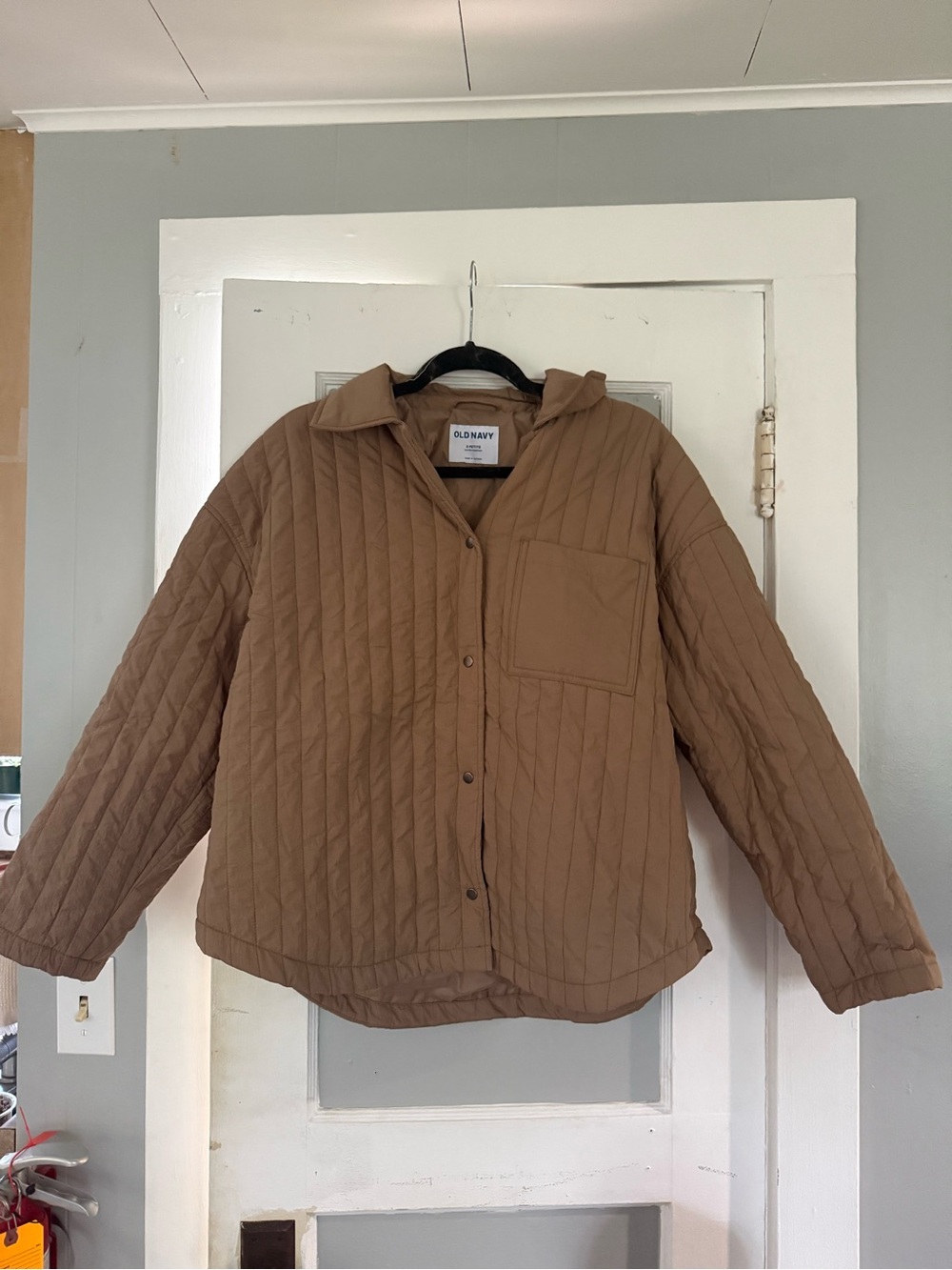 Old Navy oversized Quilted Button-Up lightweight Jacket - Brown Camel